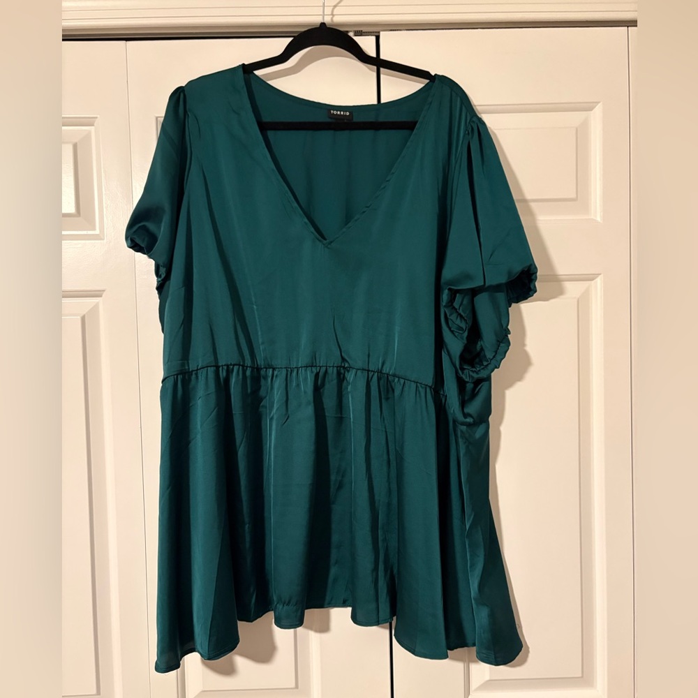 Torrid green V-Neck Blouse